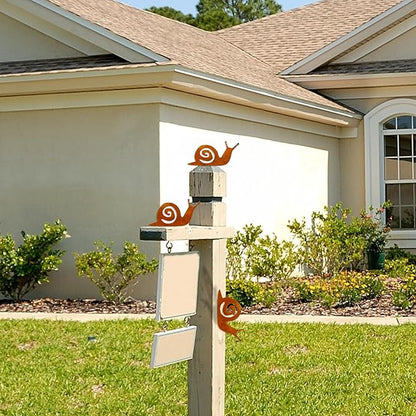 3 Pcs Rusty Snail, Rusty Snail Decor, Garden,Yard, Patio Onament, Fence Topper