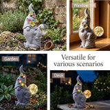 Solar Funny Garden Gnome Statue: Outdoor Sculpture Lights for Yard Lawn Porch Balcony Patio Home Decor - Mothers Day Gifts for Mom Women Grandma