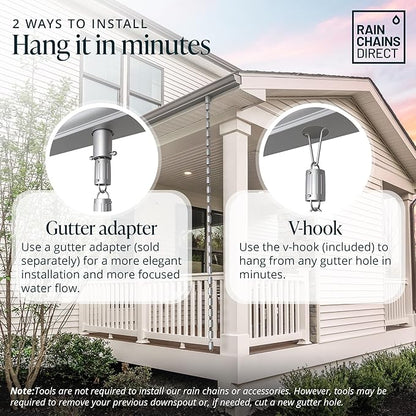 Rain Chains Direct - Barrel Rain Chain - 8.5 FT - Durable Milled Aluminum - Premium Rain Chains for Gutters