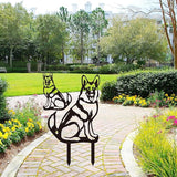 Metal Dog Garden Statue, Outdoor Yard Art Dog Silhouette Decoration Black Garden Stake for Yard Garden Lawn