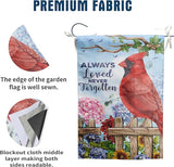 Red Bird Garden Flag Memorial Flags for Cemetery Flags Grave Decorations Remberance Day Flag 12x18 Double Sided Gravesite Saying Always Loved Never Forgotten
