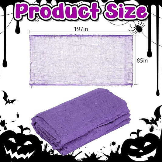 RunNico 197'' x 85'' Halloween Purple Scary Gauze, Purple Haunted House Creepy Cloth, Spooky Fabric Hanging Decoration for Horror Themed Party Supplies Indoor Outdoor Wall Yard Doorway Porch Decor