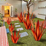 KODIBO Large Tequila Rustic Sculpture, Rustic Metal Agave Plants for Outdoor Patio Yard, Home Decor Hand Painted Garden Yard Statue, Lawn Ornaments Yard Stakes (Red - L)