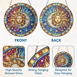 FLAGWIX Christmas Spiritual Gifts for Women Men - Stained Glass Window Hanging 10 in for Sun and Moon Decor - Sun Catchers Indoor Window, Boho Suncatchers for Celestial Decor, Christmas Decorations