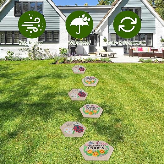 4Pcs Hexagon Butterfly Stepping Stone Outdoor Garden Walkway, Durable Plastic Pavers for Patio, Pathway, and Landscaping, Weatherproof Stepping Stone with Ground Stakes for Easy Installation