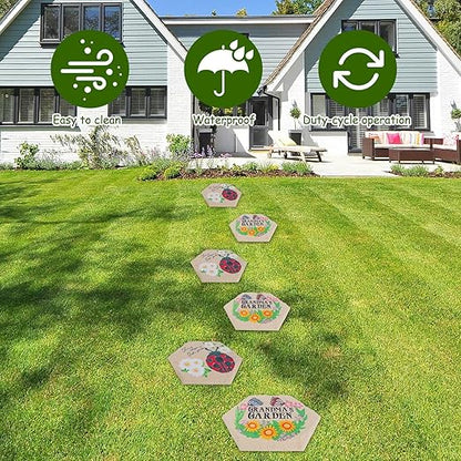 4Pcs Hexagon Butterfly Stepping Stone Outdoor Garden Walkway, Durable Plastic Pavers for Patio, Pathway, and Landscaping, Weatherproof Stepping Stone with Ground Stakes for Easy Installation