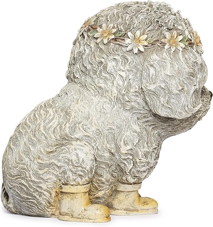 Roman Garden - Dog in Rain Boots Statue, 9H, Pudgy Pals Collection, Resin and Dolomite, Decorative, Garden Gift, Home Outdoor Decor, Durable, Long Lasting