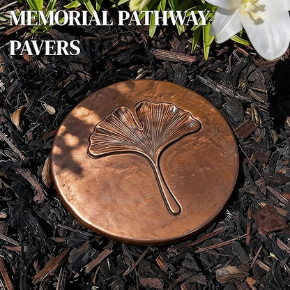 Stepping Stones Outdoor Pathway – 10.8" Antique Bronze Ginkgo Garden Stone Outdoor Decorative – Grandma Mothers Day Gifts, Garden Memorial Stone for Loved Ones Outside, Backyard Walkway Pavers