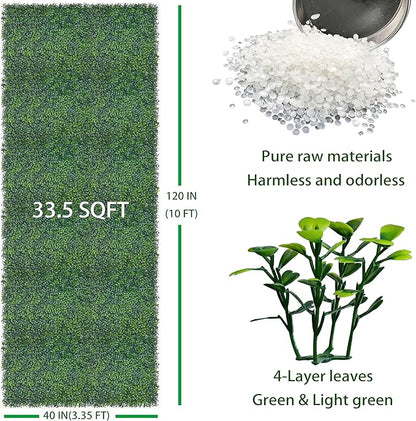 ODTORY Artificial Boxwood Roll: 40x120 in (33.5 sqft) UV-Anti Faux Ivy Boxwood Hedge Leaf Grass Wall for Patio Balcony Privacy, Garden, Backyard Greenery Wall Backdrop and Fence Decor