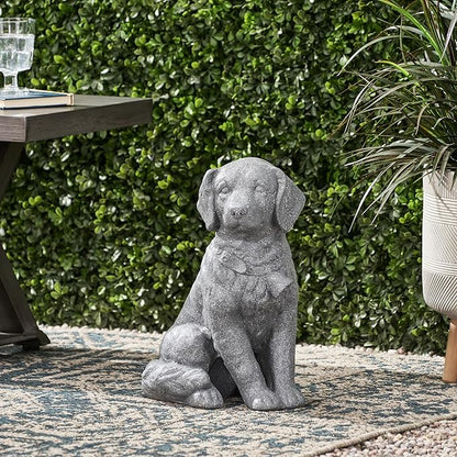 Dog Statue, Outdoor Dog Statue, Stone Gray, No Assembly Required