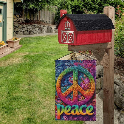 Peace Flower Garden Flag Seasonal Double Sided 12 x 18 Inch Small Yard Flag for Indoor Outdoor Decor Holiday All Seasons