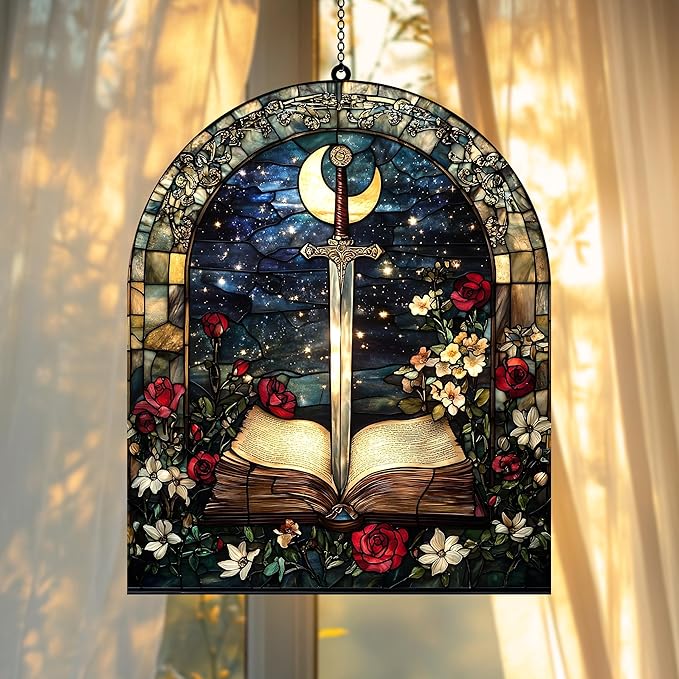 Kight Book Flower Acrylic Suncatcher Leaves Window Hanging Flower Home Decor for Lover Gift Mom Suncatchers Indoor Window Suncatchers Windows Garden Outdoor