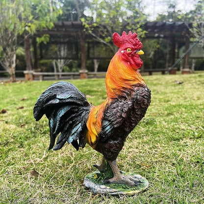 Rooster Garden Statue Decorations, Outdoor Sculpture Chicken Farm Animals Decoration, Chicken Gift Home Decor for Backyard Patio & Lawn Ornaments (Rooster)