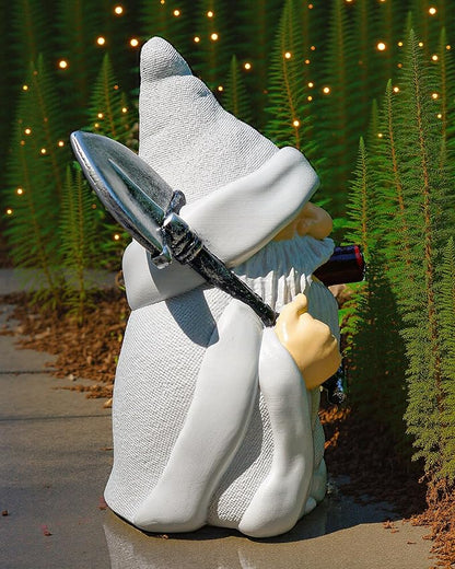 Leverse Whimsical Garden Gnome Statue with Shovel - 5.9 Inch Resin Outdoor Decor, Waterproof White Figure for Yard & Patio (Shovel)