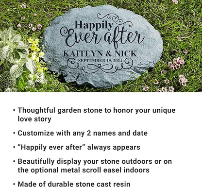 Let's Make Memories Personalized Just Married Garden Stone - for Newlyweds - Customize with Names & Date - Outdoor Décor