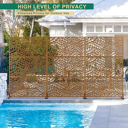 72" H47" W Metal Outdoor Privacy Screen - Freestanding, Decorative Fence (3 Panels)