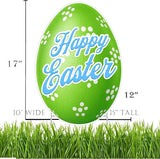 Happy Easter Classic Yard Sign Home Decor Lawn Decoration With Stakes Easter Egg (Green)