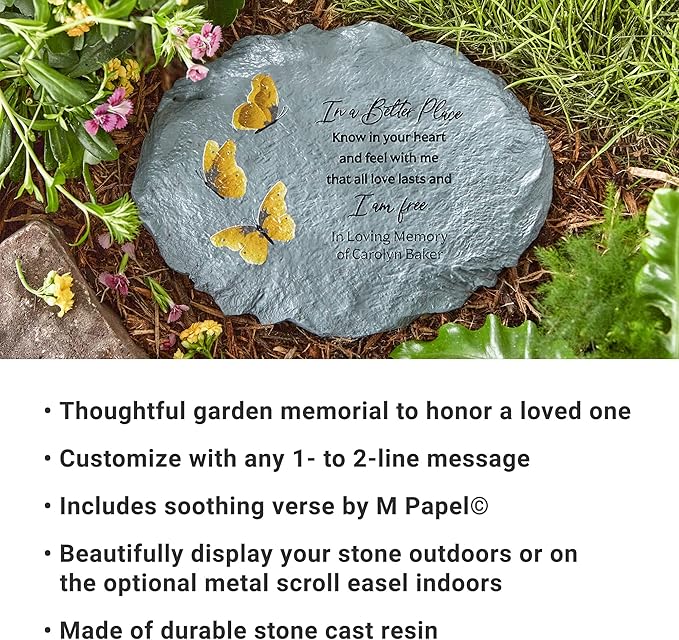 Let's Make Memories Personalized Sympathy Garden Stone - I Am Free - Condolence & Memorial Gift - Customize with Message -11" Lx6 Wx3 D