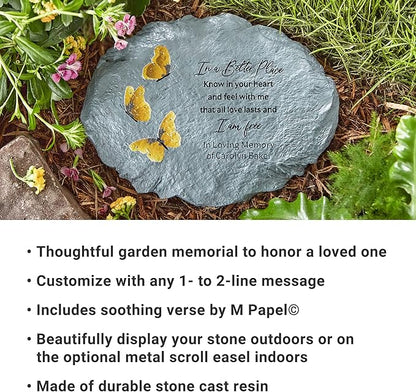Let's Make Memories Personalized Sympathy Garden Stone - I Am Free - Condolence & Memorial Gift - Customize with Message -11" Lx6 Wx3 D