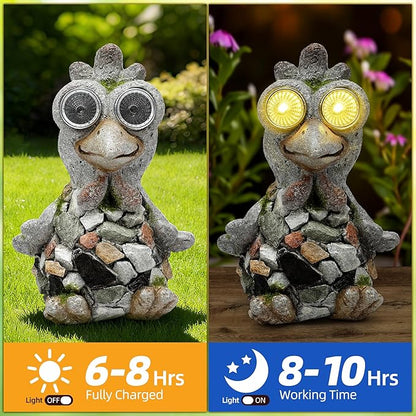 Outdoor Decor Chicken Statue, Garden Statue Solar Chicken Figurine for Lawn Porch Garden Yard Patio and Birthday Gift for Women