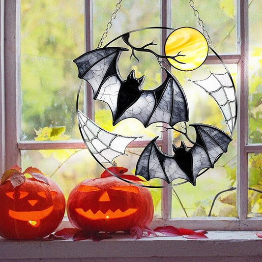 Halloween Gothic Acrylic Suncatcher Bat Sun Catchers Indoor Windown Suncatchers for Windows Hanging Christmas Suncatchers Window Decor Outdoor
