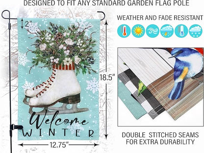 Double Sided Seasonal Garden Flags - Yard Flags Made of 100D Polyester - 12 Holiday Design Flags for All Seasons - Spring, Winter, Christmas, Thanksgiving - 12.75x18.5 Inch (Without Flagpole)