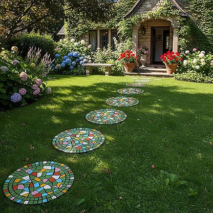 Paving Bricks for The Courtyard gate - Decorative Statues for The Entrance Path, Mosaic Stepping Stone - Garden Lawn Outdoor Decoration Stone 12 inches (Green)