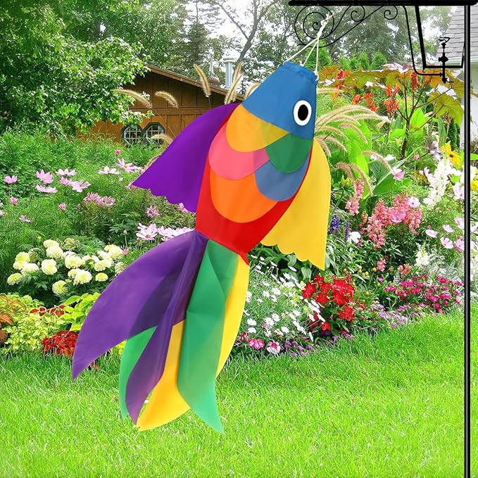 NOVWANG Rainbow Fish Windsock, 40 Inch Rainbow Windsock Wind Streamer Outdoor Hanging Decoration for Garden Yard Patio Home Boat Decoration