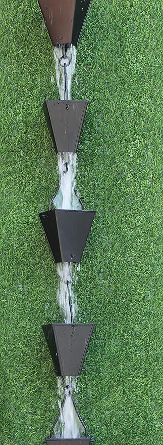 KAM Home Bronze Tapered Square Cups Rain Chain with Installation Kit (Black, 8.5)