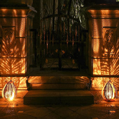 Solar Outdoor Lights Garden Decor Waterproof Crackle Glass Globe,Metal Yard Art Outdoor Solar Garden Lights for Decor Yard,Porch,Patio Decorations.Gardening Gifts for Women/Mom.