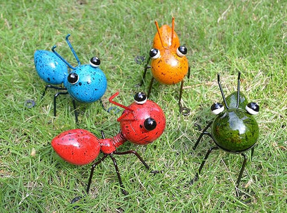 GIFTME 5 Metal Ant Garden Decor Set of 4 Colorful Outdoor Garden Yard Art Wall Sculptures