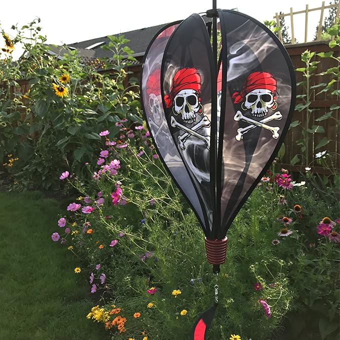 In the Breeze Pirate Hot Air Balloon Wind Spinner,11" W x 17" H, 26" Tail,1039