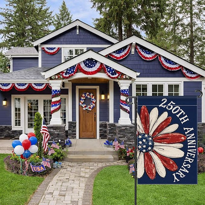 250th Anniversary America Garden Flag, 250 Anniversary USA Flag Patriotic Banner 250 Years of Freedom Yard Sign 4th of July Double-Sided Waterproof 1776-2026 Commemorative Flag 12x18 Inch