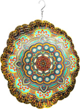 HS's Creation Hanging Wind Spinner 19 Guage 3D Metal 12 Inch for Garden Patio Outdoor Indoor Lawn Decoration Ornaments Gifts with Swivel Hooks Gift Weather Resistant Lucky Flower Gold Wind Spinners