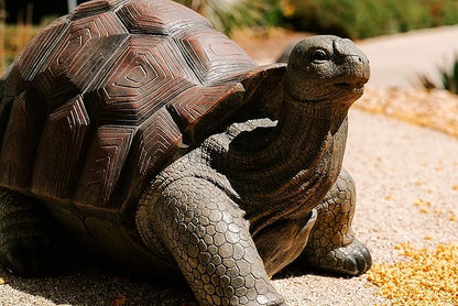 XBrand 28" L Brown and Black Concrete/MgO Walking Tortoise Statue, Indoor or Outdoor Décor, Garden Sculptures, Turtle Garden Statue