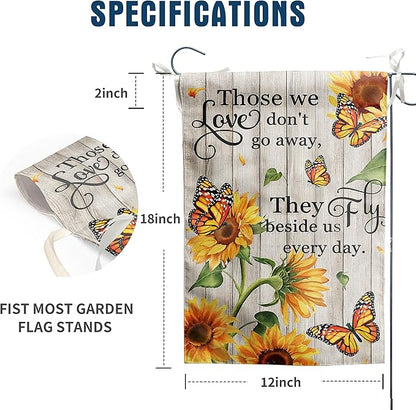 Memorial Garden Flag Monarch Butterfly Decor Sunflower Flags for Cemetery Grave Flag Those We Love Don't Go Away They Fly Beside Us Every Day Signs