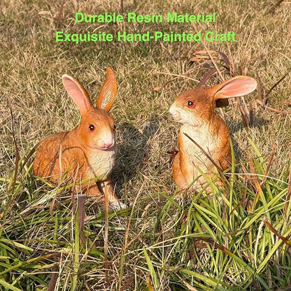 Bunny Decor Yard Decorations Outdoor Set of 2, Resin Hand-Painted Rabbit Figurines Outdoor Decor, Easter Rabbit Statues