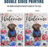 4th of July Chocolate Lab Garden Flag Red White Blue Floral Labrador Dog Yard Flags Small Memorial Independence Day Banner 12x18 Double Sided for Outside Outdoor Patriotic Decor