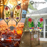 KY&BOSAM Metal Clip Glass Butterfly Suncatcher with I Love You Nana Engraved Tag Real Preserved Dried Flower Window Hanging Ornament Garden Home Wall Decor Mother's Day Birthday Gift for Mom Nana