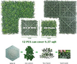 Bybeton Artificial Grass Wall Panel,10"x 10"(12Pcs) Boxwood Faux Green Wall Panels for Interior Wall, Backdrop Wall,Garden Wall and Indoor Outdoor Plant Wall Decor