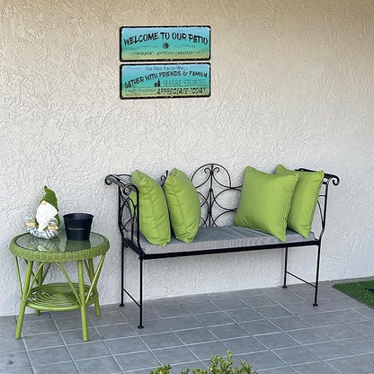 flinelife Welcome to Our Patio Metal Sign, Large Size 16 x 6, Outdoor Decoration for Patio, Porch, Pool,Outdoor Wall Decor