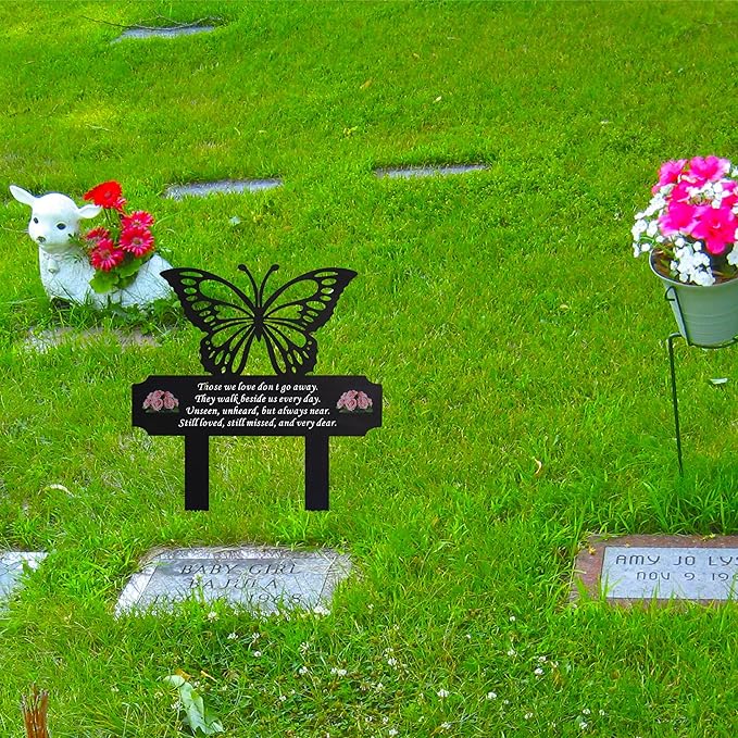 HOGIKUO Butterfly Memorial Stake for Grave Decoration, Grave Markers testing Time