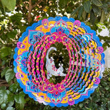 Cat Wind Spinner&Sculptures 12 inch 3D Stainless Steel Laser Cut Metal Double Sided Printing-Hanging Indoor/Outdoor Decorations Yard Gardening Decor,Metal Kinetic Art Ornament Gifts