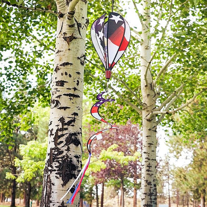 In the Breeze 0979 American Flag and Eagle Hot Air Balloon Spinner-Outdoor Hanging Decoration, Multi-Colored