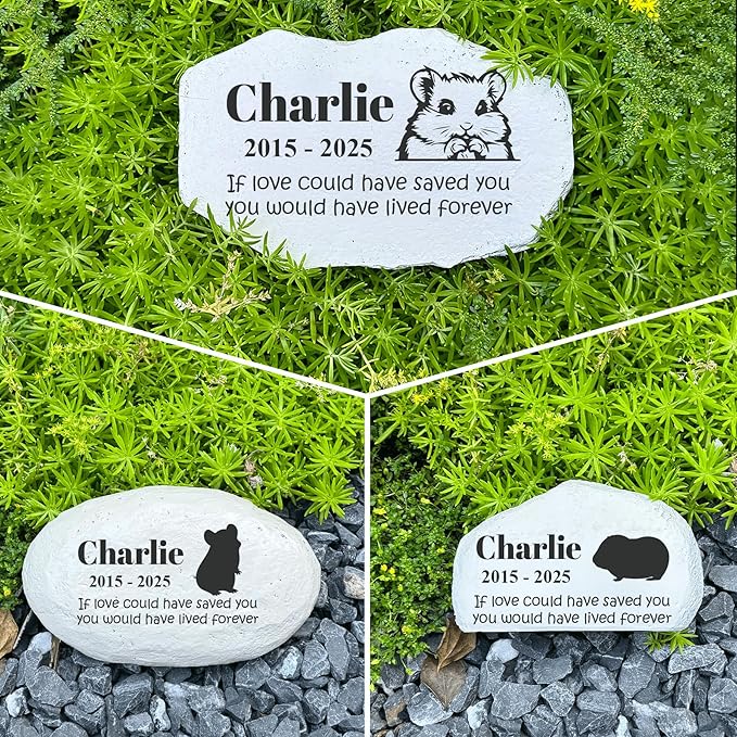 Personalized Pet Memorial Stone - Guinea Pig Headstone -Hamster Tombstone - Garden Stepping Stone Customized - Loss Gift for Hamster - Garden Cemetery Decorations