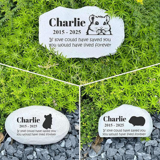 Personalized Pet Memorial Stone - Guinea Pig Headstone -Hamster Tombstone - Garden Stepping Stone Customized - Loss Gift for Hamster - Garden Cemetery Decorations