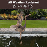 Pure Garden Flying Crane Garden Statue - 35-Inch-Tall Metal Yard Art Crane Statues for Outdoor Decor - Yard Crane Garden Sculptures & Figurines - Lawn Ornaments for Patio, Pond, or Backyard