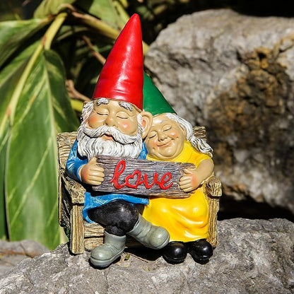Smadeer Garden gnome statue for outdoor decor,Couple in love gnomes figurine for patio lawn yard garden outdoor decoration,garden sculptures & statues,knome romantic indoor ornament forever lover gift