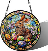 Sun Catcher Stain Glass,Rabbit Suncatcher Stained Glass Decor for Window Hanging, Gardening Gifts for Women with 6.3 Inch