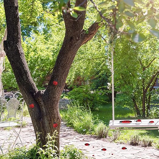 Hollowfly 10 Pcs Ladybugs Stones Decor for Outside Metal Ladybugs Art Lawn Ornaments 3 Size Lively Ladybug Holiday Yard Decorations Ladybug Gifts Mom Gifts Lady Bugs Yard Decorations